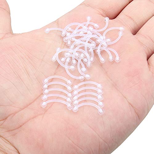 16G Clear Plastic Curved Barbells Eyebrow Ring Snake Eyes Tongue Rings Acrylic Bioflex Cartilage Helix Tragus Earrings Nipple Belly Lip Ring Piercing Retainer Length 6mm 8mm 10mm 12mm 36pcs - color: 36Pcs 16G 12mm