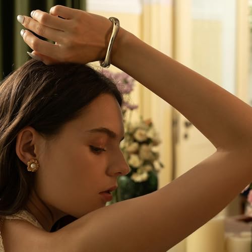 IFKM Gold Plated Jewelry Set for Women,14k Gold Plated Multi Layer Necklaces Stackable Bangle Bracelets Stackable Knuckle Rings Hoop Earrings Set Anniversary Trendy Elegance Charms Anniversary Birthday Jewelry Gift - color: Gold Chunky