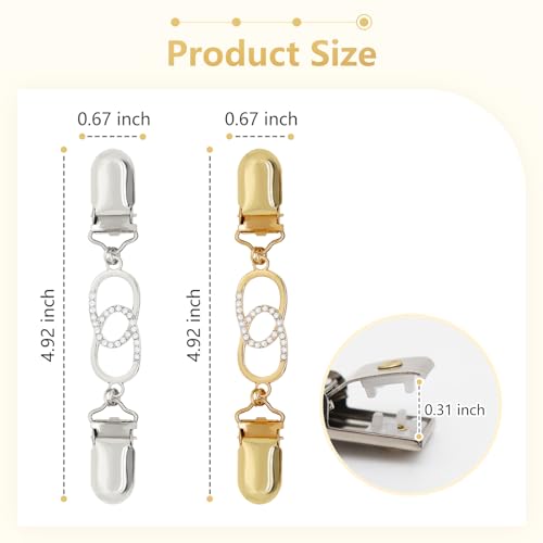 Frutain 2Pcs Cinch Clip Waist Cincher Clips for Women Dress Back Cinch & Shawl Cardigan Sweater Shirt Fasteners(GS) - style: Gs-rhinestone-8