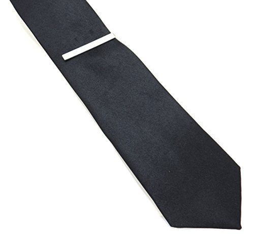 Mens Skinny Tie Clip Bar Metallic Finish - Firm Hold Sleek Design and Perfect For Slim Ties