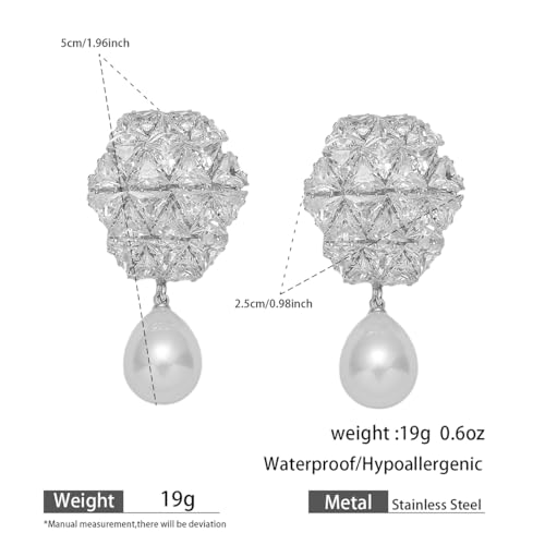 Rhinestone Earrings Dangling for Women Sparkly Silver Dangle Earrings Girls Long Chandelier Earrings Tassel Lightweight Ear Studs Cubic Zirconia (KE001S-W) - color: Dangle YXE064S