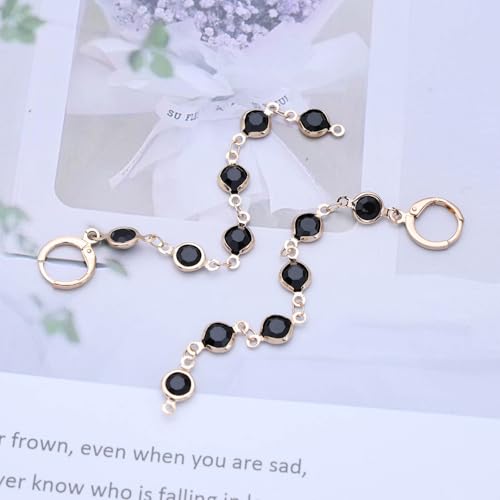 Ruby Crystal Dangle Earrings Red Rhinestone Tassel Drop Earrings Long Cz Chain Tassel Earrings Gold Huggie Hoop Earrings Ruby Wedding Earrings - color: Black