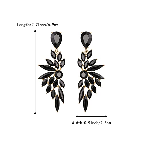 Women's Wedding Bridal Earrings Prom Dangle Earring | Shiny Crystal Teardrop Multi Marquise Cluster for Bride Bridesmaid Bling Jewelry Costume Party Accessories - color: 10-Black