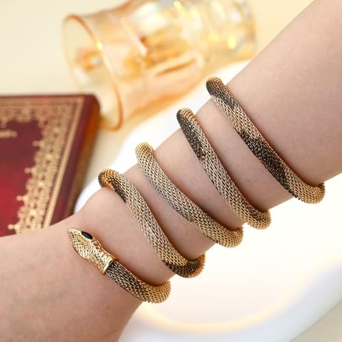 Bendable Snake Chain Necklace for Women Arm Cuff Flexible Twisty Multi-purpose DIY Bracelet and Punk Choker Trendy Medusa Snake Jewelry Gift - style: Mixed color