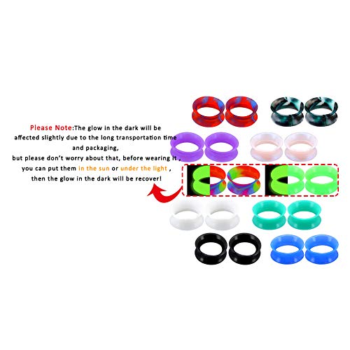 OUFER 20PCS Soft Silicone Ear Gauges Marble Pearlized Flesh Tunnels Plugs Stretchers Expander Double Flared Flesh Tunnels Ear Piercing Jewelry - color: 1/2"(12mm)