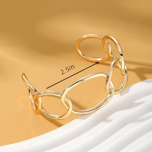 Dainty Gold Bangle Bracelets Open Chunky Cuff Bracelets Adjustable Trendy Minimalist Wide Bracelets Jewelry Women Gifts - color: Silver