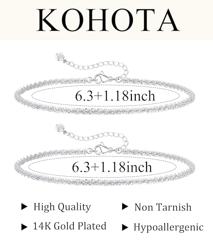 KOHOTA Silver Gold Bracelets for Women Trendy 14K Gold Plated Bracelet for Women Non Tarnish Dainty Stackable Layered Chain Heart Pearl Knot Beaded Bracelets Stack Set Charm Mothers Day Jewelry Gifts - color: E.Layered-silver