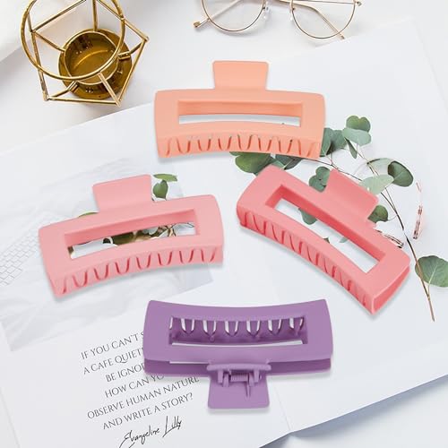 MINMUNJIU 4 Pack Extra Large Matte Non-Slip Jumbo Claw Clips for Long Curly Hair - Hair Accessories for Women and Girls - color: Style 4