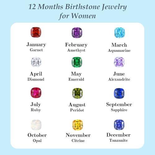 Birthstone Necklace for Women 925 Sterling Silver Princess Cut Halo Necklace Pendant Jewelry for Mom Wife - color: Miky White