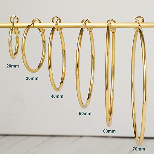 2mm Sterling Silver Big Hoop Earrings For Women - Large Hypoallergenic Circle Endless Thin Oversize Silver Hoops - color: 20mm/30mm/40mm,gold