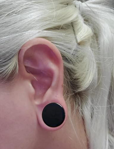 6G-30mm Solid Acrylic Black Gauges for Ear lightweight Tunnels Double Flared Saddle Ear Plugs Tunnels Earrings for Women Men - color: 00G = 10mm