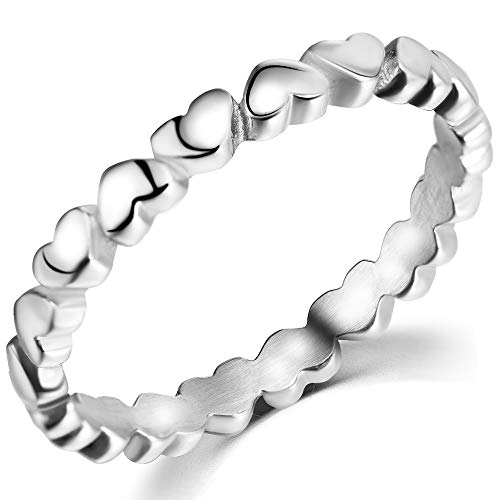 Jude Jewelers Stainless Steel Heart Shaped Classical Simple Plain Stacking Wedding Band Promise Ring - color: Silver