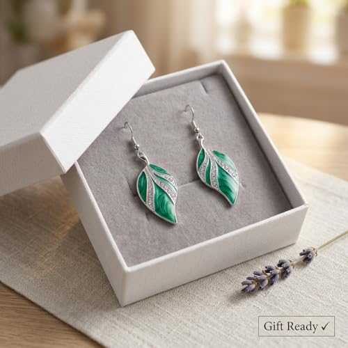Leaf Dangle Earrings for Women, Boho Tropical Dangling Jewelry, Summer Earring Accessory, Birthday Gift for Her - color: Green