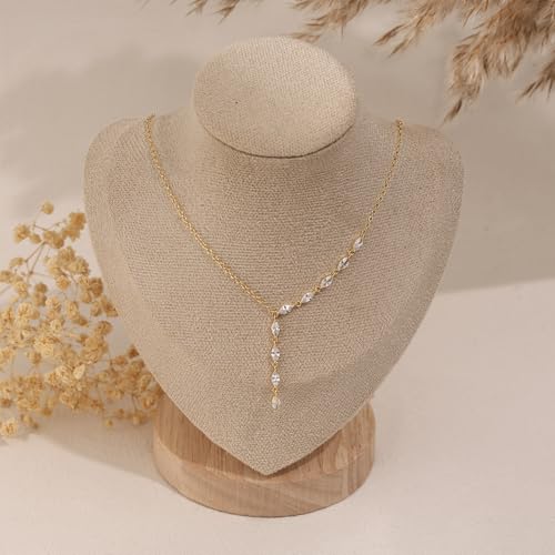 Long Necklaces for Women, Dainty Gold Drop Necklace 14k Gold Plated Y Shaped Lariat Necklace Simple Gold Necklaces for Women Trendy Chunky Long Necklace Formal Wedding Prom Necklace Jewelry - color: necklace-3-Gold