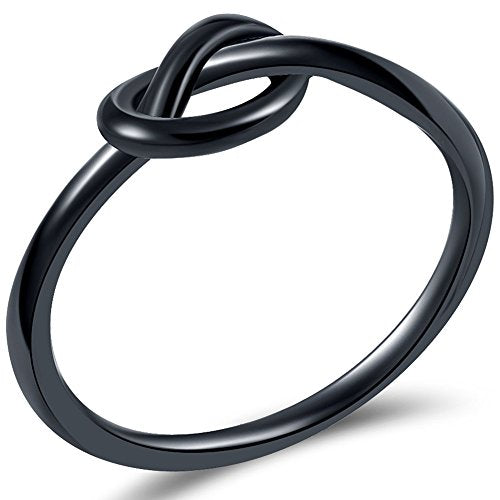 Jude Jewelers Size 3-13 Stainless Steel Simple Love Knot Celtic Promise Anniversary Statement Ring - color: Black