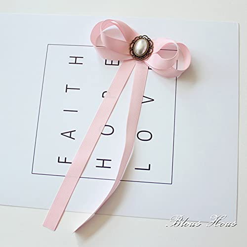 FASELE JKQBUX Women's Brooch Pin pearl Jk preppy style Pre Neck Tie Wedding Party Bow for Women Student Bow Tie accessory - color: Pink