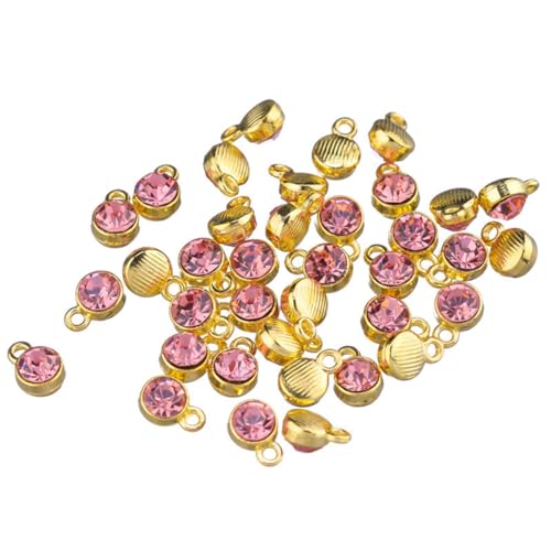 BetterJonny 260pcs Charms for Jewelry Making, 60pcs Gold Crystal Birthstone Charms Beads with 100 Lobster Clasps and 100 Jump Ring for Necklace Bracelet Earring - color: (#A)Gold Round