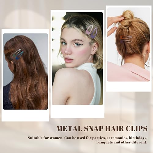 48 PCS Small Metal Barrettes For Women Non Slip Water Drop Snap Clips For Thick Thin Fine Hair Classic Accessories,Pink Purple Brown Blue Green,1.97 x 0.5 In - color: Pink Purple Brown Blue Green