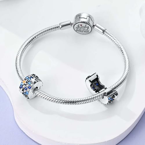 Heart Charm Clip Lock Spacer Stopper Charm Bead Bracelet 925 Sterling Silver Charms Safety Chain for Pandora Bracelets - color: Star