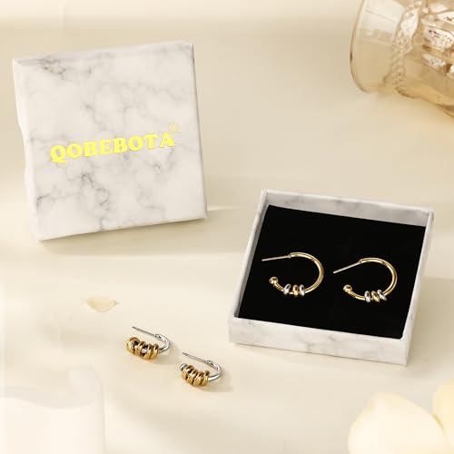 Gold Hoop Earrings for Women Summer Earrings Stainless Steel Hypoallergenic Earrings for Sensitive Ears Non Tarnish Hoops 4mm Hollow Tube Lightweight Earring Gifts for Women - style: 20mm Gold&Silver