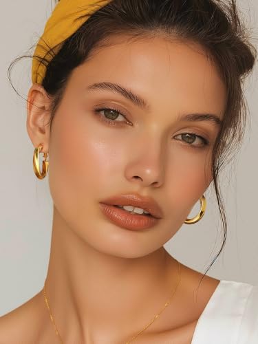 FindChic Twisted Hoop Earrings for Women, Silver/Black/14K Gold Plated Hypoallergenic Hollow Tube Rounded Loop Earrings, 30mm/40mm/60mm/80mm Hoops with Custom Name Options and Gift Box - color: c.Gold, size: 30MM