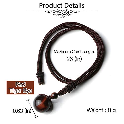 Jovivi Healing Crystals Necklace Natural Tiger Eye Amethyst Lucky Blessing Protection Chakra Beads Stone Pendant for Women Men Adjustable - color: Red Tiger Eye