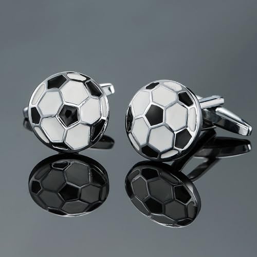 Men’s Soccer Ball Cufflinks – 1 Pair Stainless Steel French Shirt Cuff Nails, Polished Brass Business Suit Accessory – Ideal for Weddings, Birthdays, and Father’s Day - color: Soccer Ball