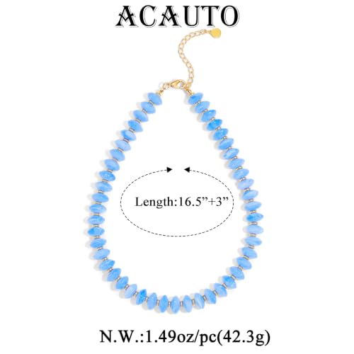 Acrylic Beaded Necklace for Women,Beach Strand Jewelry Gifts | Statement Necklace,Cute Trendy Handmade Jewelry for Women,Chunky Beaded Necklace,Resin Beads Choker - color: Sky Blue
