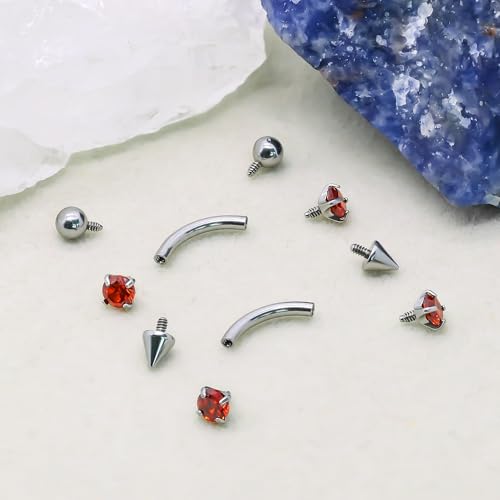 16G Eyebrow Piercing Jewelry Surgical Steel Internal Thread Curved Barbell Tiny Eyebrow Ring Vertical Labret Lip Jewelry Ear Rook Small Christmas Belly Button Ring for Women Men - color: red