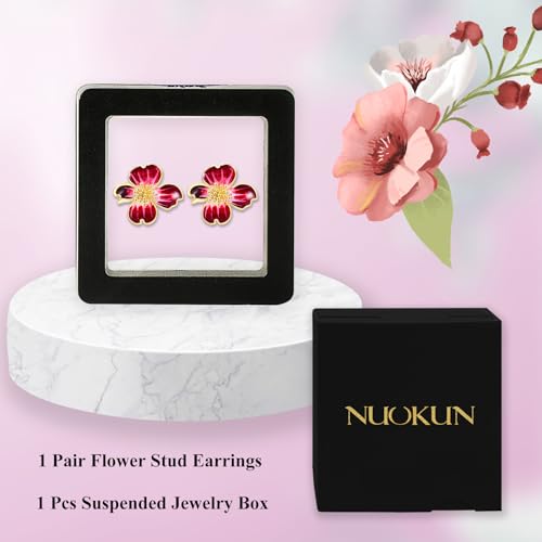 Clip on Earrings Women, 14K Gold Plated Earrings for Sensitive Ears, Fashion Women's Earrings Jewelry Birthday Gift for Wife Grandma Daughter Girls on Christmas Thanksgiving - color: Gold Red Earrings