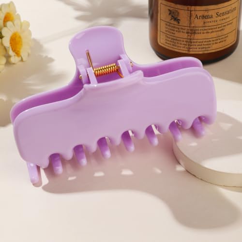 Ivyu 4-Inch Large Rounded Rectangle Hair Claw Clip for Women, Strong Hold | Smooth rounded teeth and a strong spring provide a secure hold for full updos on fine to medium hair. - color: Light purple