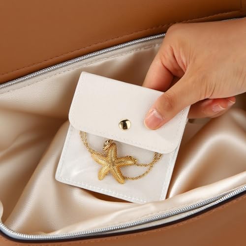 9pcs Mini Travel Jewelry Bag, Portable Small Travel Jewelry Roll Holder Bags and Mini Jewel Pouch Organizer Case with Secure Snap Closure for Rings Necklaces Earrings Storage