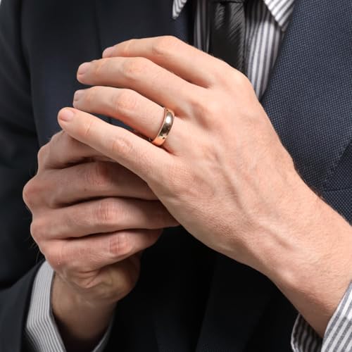 TRUMIUM 2mm 4mm 6mm 8mm Tungsten Wedding Band Ring for Men Women Silver/Rose Gold Plated/Rainbow/Gold Plated Domed High Polish Engagement Promise Rings Comfort Fit 4-15 - color: 6mm rose gold plated