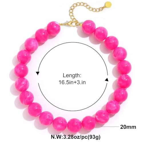 Chunky Beaded Necklace for Women, Colorful Trendy Statement Summer Jewelry Gift - color: necklace-19