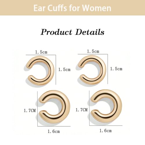 Chunky Ear Cuff Earrings, Asymmetric No Piercing Earring for Women Dainty Clip on Cartilage Ear Cuffs Fake Earrings Jewelry - color: A3-2Pair C-Shape Gold