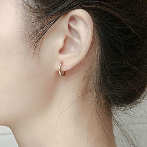 Surgical Stainless Steel Hoop Earrings 8mm/10mm/12mm Small Huggie Hoop Earrings for Women and Men - color: I: Rose Gold (Diameter 8mm/10mm/12mm),3 Pairs