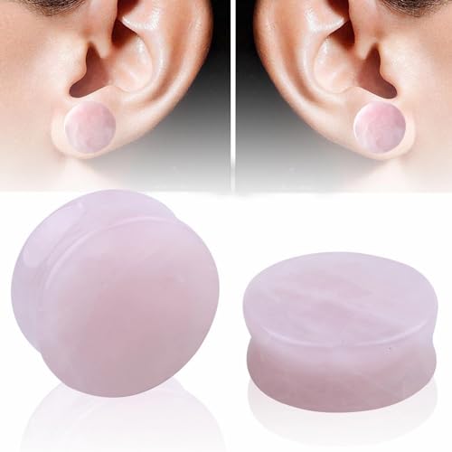 2 Pcs Amethyst Organic Stone Ear Gauges Earrings Plugs Jewelry 5mm(4g) - size: 14mm(9/16")