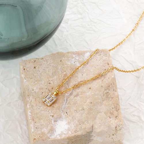 Tewiky Pendant Necklace for Women 14k Gold Plated Chain Choker Necklaces | Dainty Necklaces,Aesthetic Simple Necklace,Jewelry Gifts for Women - color: cz pendant gold
