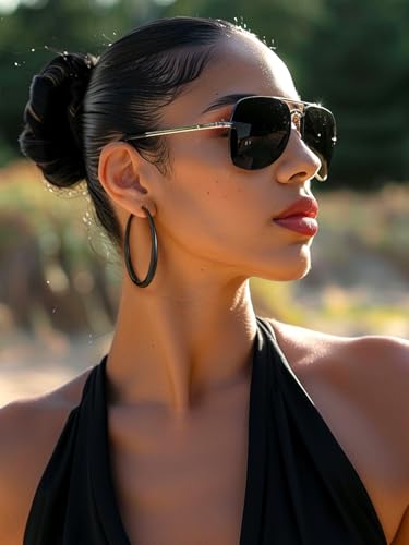KeyStyle 5mm Thick Hoop Earring,Large Gold Hoop Earrings for Women | Stainless Steel Hoops Earring 14K Gold Plated/Silver/Black Hoop Lightweight Hypoallergenic Hollow Tube Hoop(40/60/80MM) - color: Black, size: 60mm