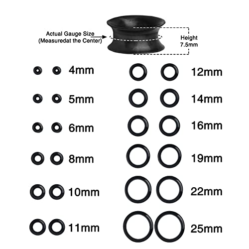 OUFER 8PCS Silicone Ear Gauges Flexible Ear Tunnels Plugs Stretchers Expander Double Flared Flesh Ear Piercing Jewelry for Women Men - color: 0g(8mm)