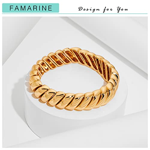 FAMARINE Gold Silver Chunky Bangle Bracelet for Women Men - style: Style A
