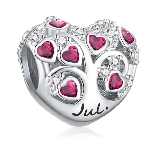Birthstone Charms for Heart Dangle Charms for Bracelets and Necklaces, Birthday Mother's Day Christmas Jewelry Gifts For Women - color: July
