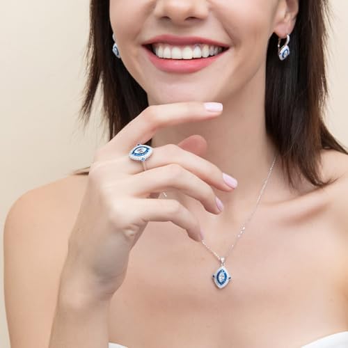 BERRICLE Sterling Silver CZ Art Deco Statement Cocktail Ring for Women, Sapphire-Blue Cubic Zirconia - Navette, Octagon, Oval Designs - style: Navette
