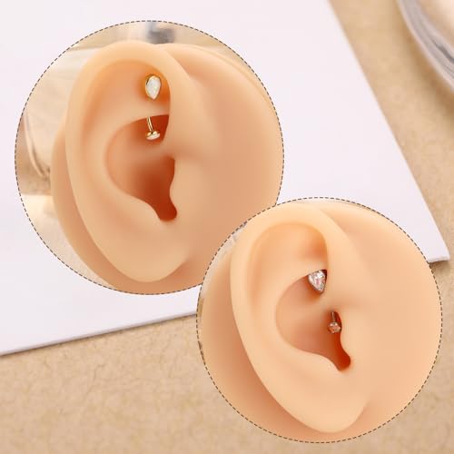 GAGABODY G23 Titanium Eyebrow Rings 16G Curved Barbell Lip Ring Rook Earrings for Women Belly Ring Vertical Labret Jewelry Tragus Helix Daith Earring Belly Piercing - color: 1Pc-Waterdrop Shape Gold+Clear CZ