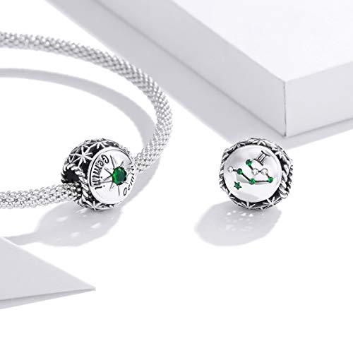 Zodiac Sign Charm fit Charms Bracelet 925 Sterling Silver Charm Birthday Charm 12 Constellations Charms For pandora Bracelets - color: Libra