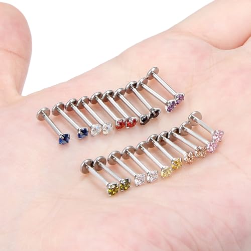 Vsnnsns 16G Lip Rings Stainless Steel Tragus Helix Conch Piercing Jewelry Snake Bite Piercing Monroe Lip Rings Labret Medusa Cartilage Lobe Earrings Studs Piercing Jewelry 6MM 8MM 10MM Silver - color: Mix Color Cz-8MM