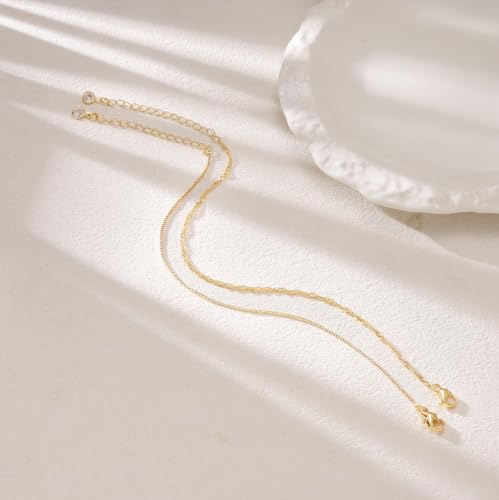 Moodear Gold Bracelets for Women, 2PCS Dainty 14K Gold Plated Link Chain | Waterproof Non Tarnish Jewelry, Adjustable Gold Plated Link & Bead Chain, Perfect for Daily Wear, Vacation Outfits & Gifts - color: gold-3