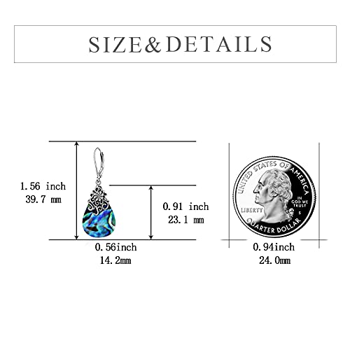 POPLYKE Dragonfly Butterfly Hummingbird Sunflower Earrings 925 Sterling Silver Abalone Shell Moonstone Leverback Earrings Jewelry - style: Filigree