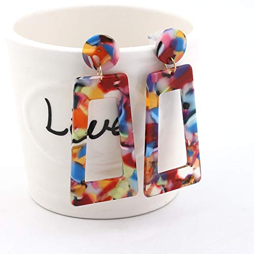 Multicolor Resin Acrylic Rectangle Geometric Drop Dangle Earrings Leopard Mottled Tortoise for Women Exaggerated Lightweight Jewelry - color: A