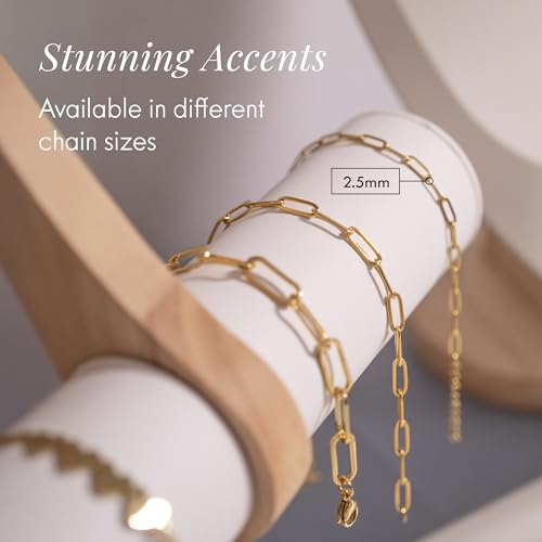DESTIN Jewelry 18K Gold Plated Paperclip Chain Necklace, 2.5-6.5mm | Waterproof, hypoallergenic and tarnish-resistant adjustable stainless steel layering chain for women. - color: 18K Yellow Gold Plated Stainless Steel, size: 7", style: 2.5 MM